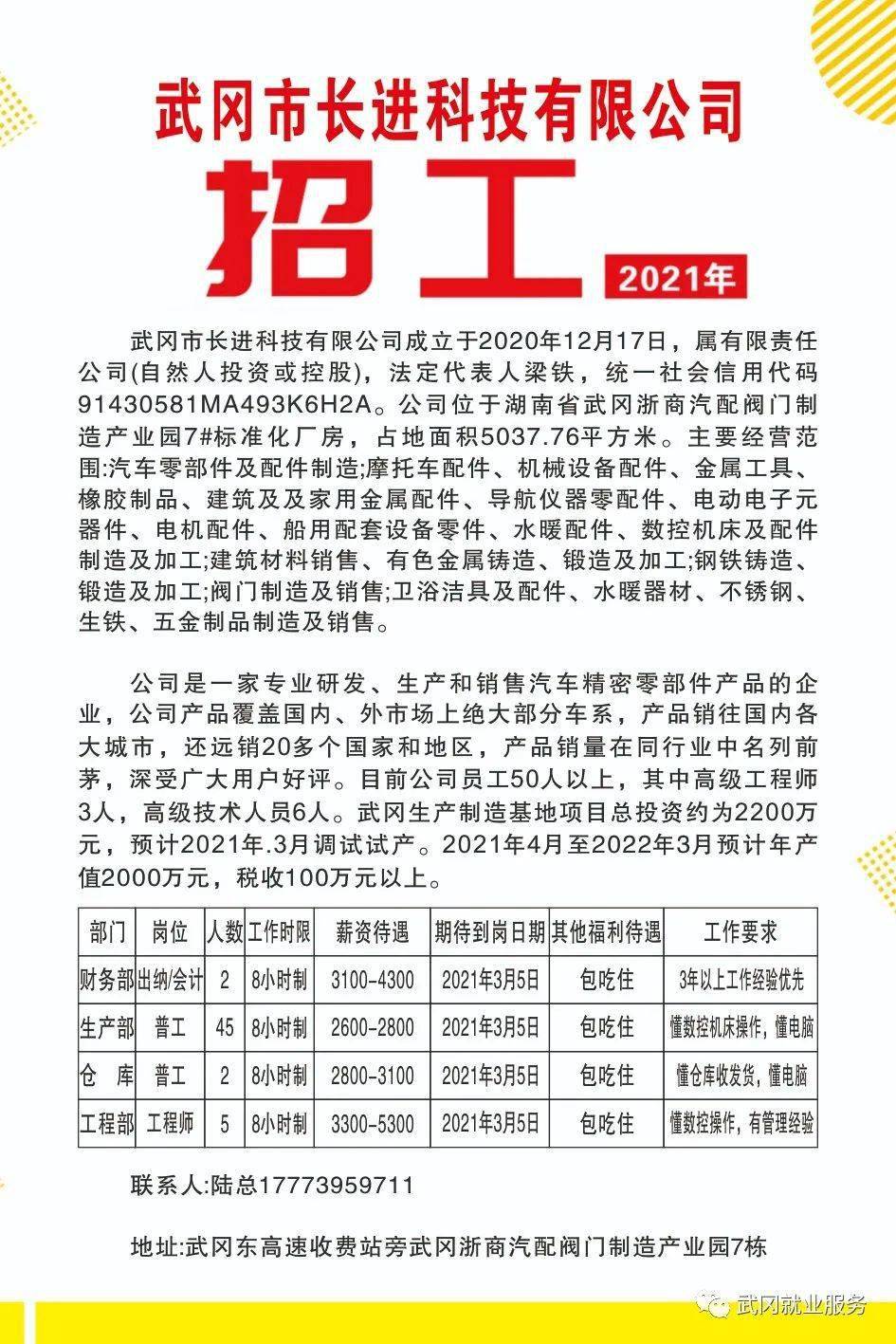 敖汉工业园最新招聘启事公告